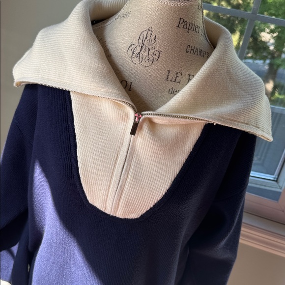 Anthropologie Twofer blue/white Varsity Sweater pleated skirt dress NWT size M - Picture 5 of 13